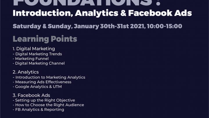 Training Digital Marketing Foundations : Introduction, Analytics & FB Ads – Online by Sailendra Institute