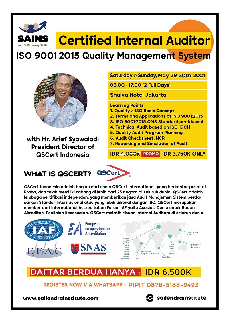 Training & Sertifikasi Internal Auditor ISO 9001:2015 
