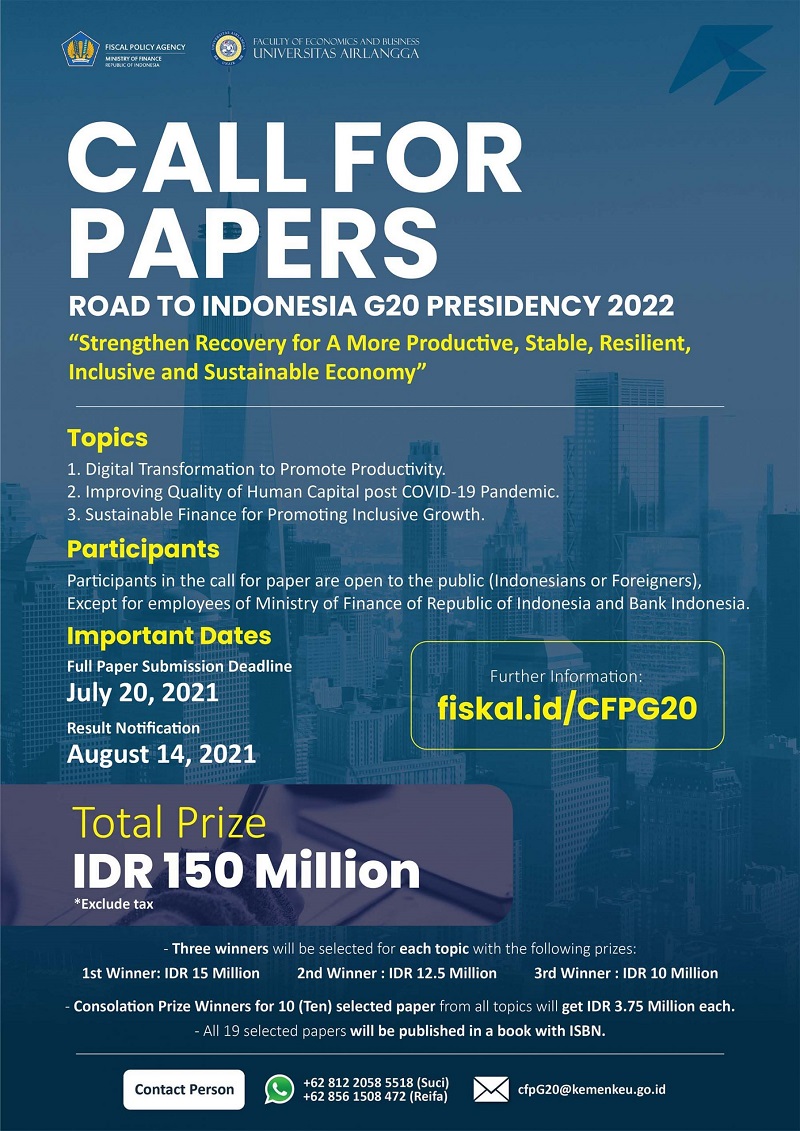 [CALL FOR PAPERS Road to Indonesia G20 Presidency 2022]