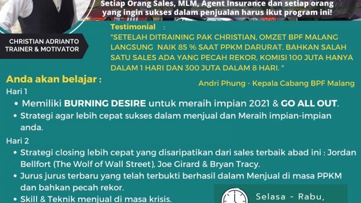 FINAL LAP 2021 : GO ALL OUT IN THE LAST QUARTER by CHRISTIAN ADRIANTO MOTIVATOR & COACH SALES
