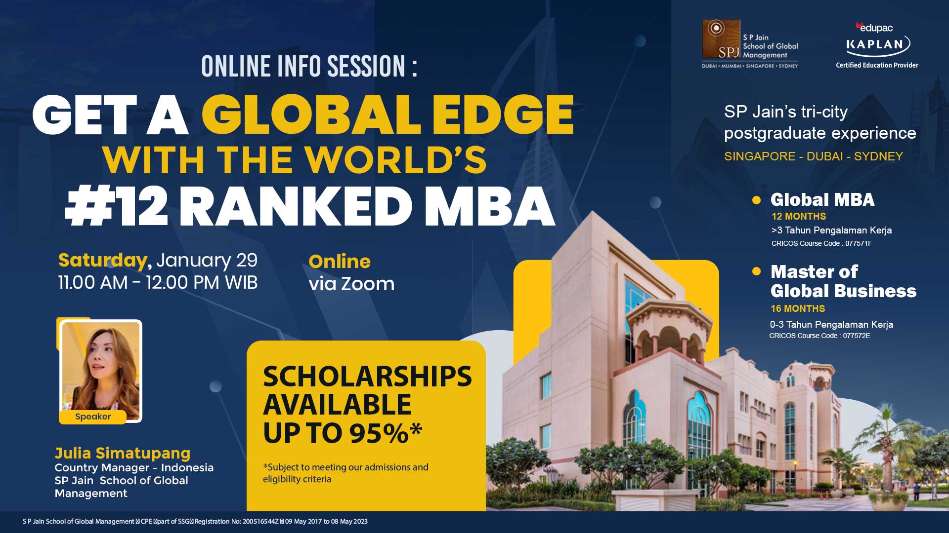 Online Info Session: Get a Global Edge with The World's #12 Ranked MBA - Scholarship up to 95% 