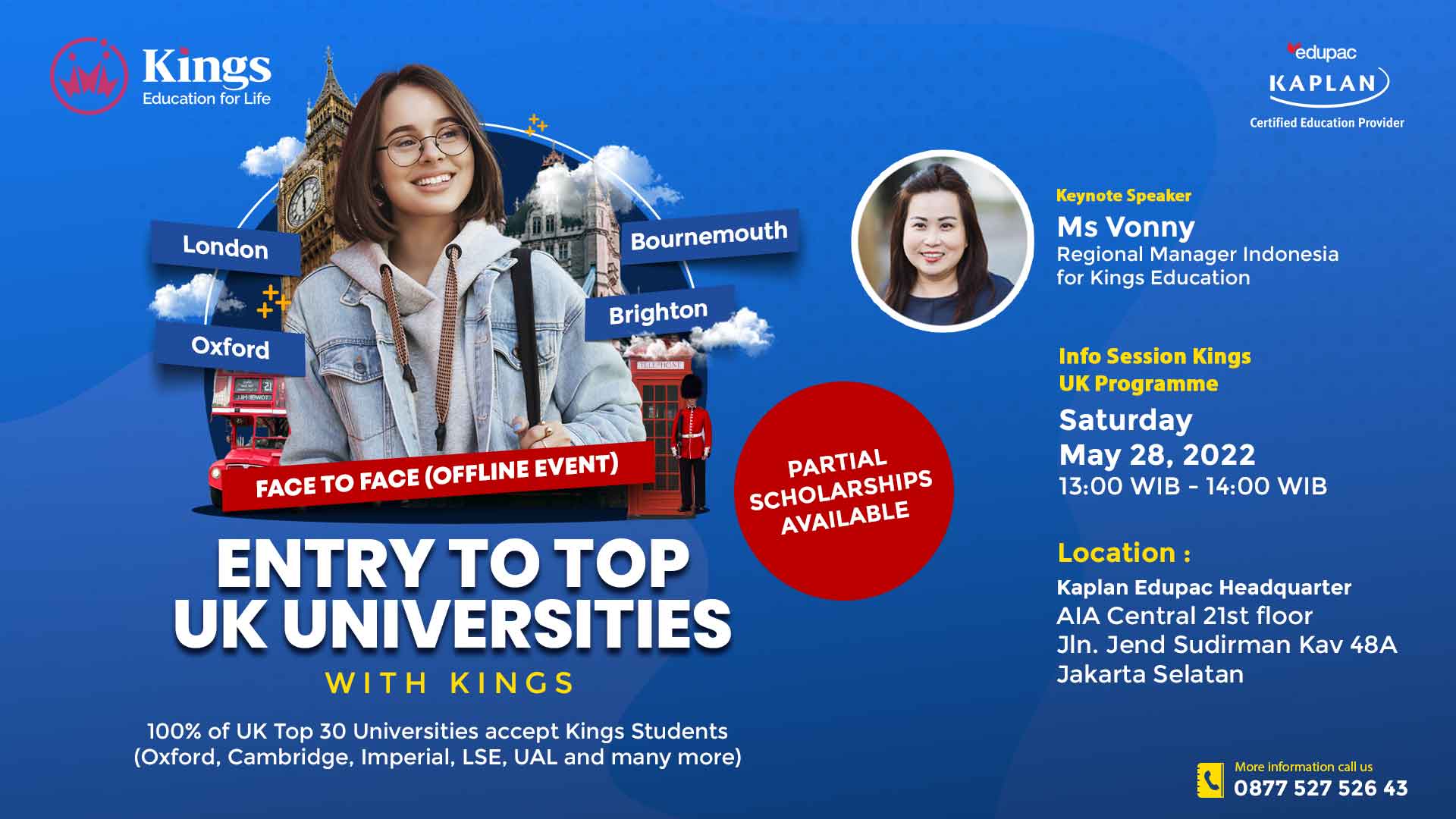 Face to Face (Offline Event) : Entry to Top UK University with Kings (Scholarships Available) 