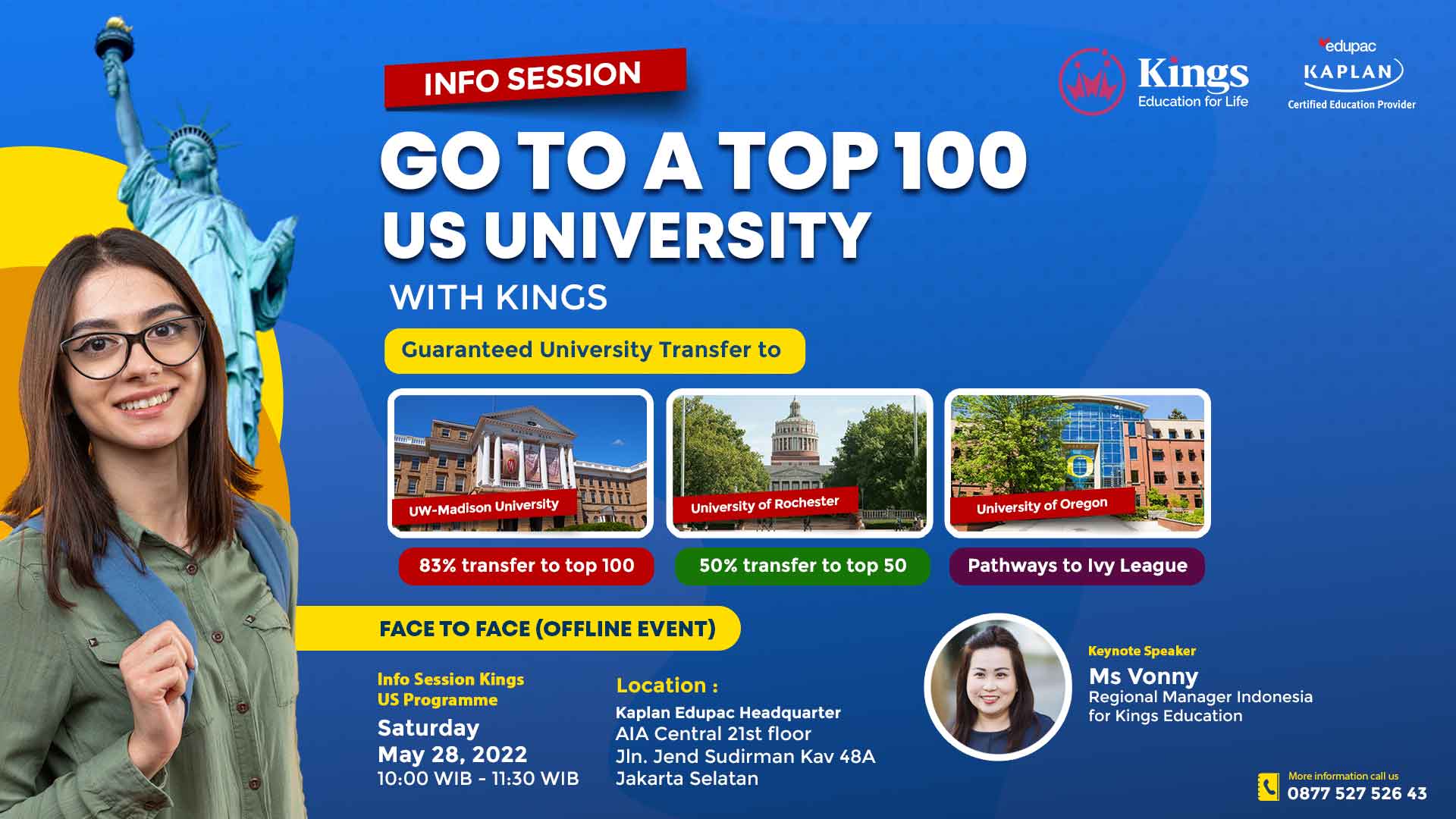 Face to Face (Offline Event) : Go to a Top 100 US University with Kings (Scholarships Available) 