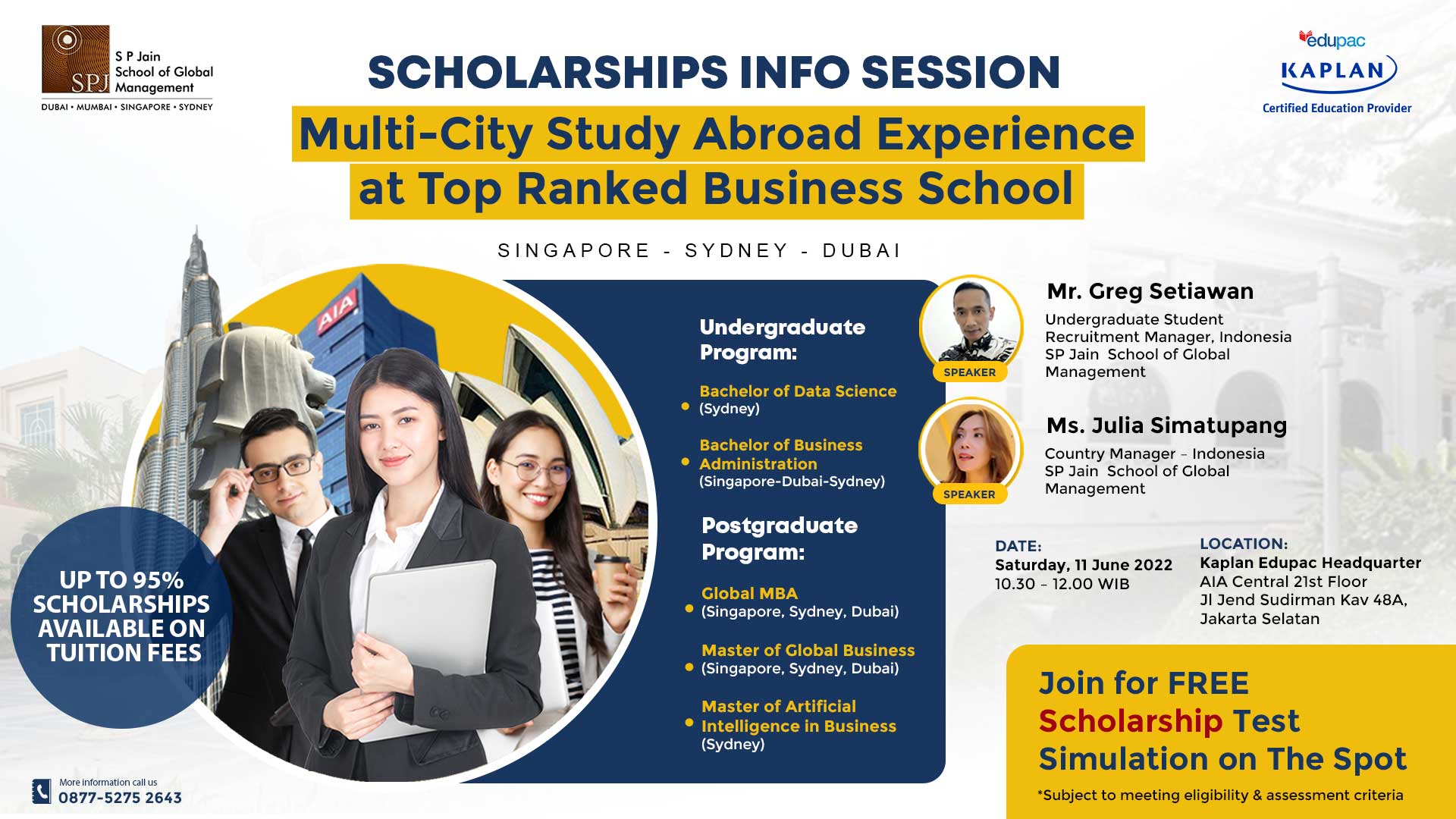Face to Face (Offline Event) : Scholarship Info Session: Multi-City Study Abroad Experience at Top Ranked Business School 