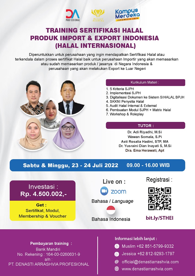 Training Sertifikasi Halal Produk Eksport Import Indonesia (Halal International) 