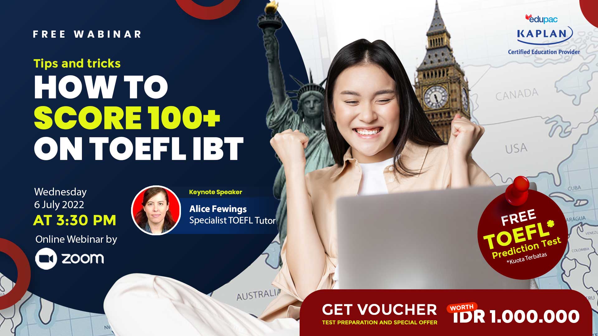 Free Virtual Workshop "Tips and tricks How to Score 100+ on TOEFL iBT" 