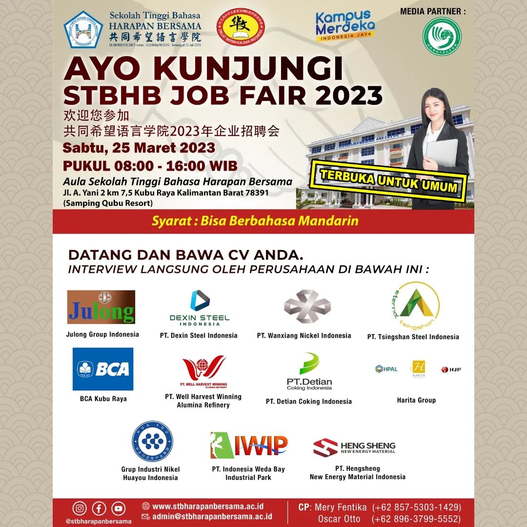 STBHB JOB FAIR 2023 - Job Fair Gratis Pontianak